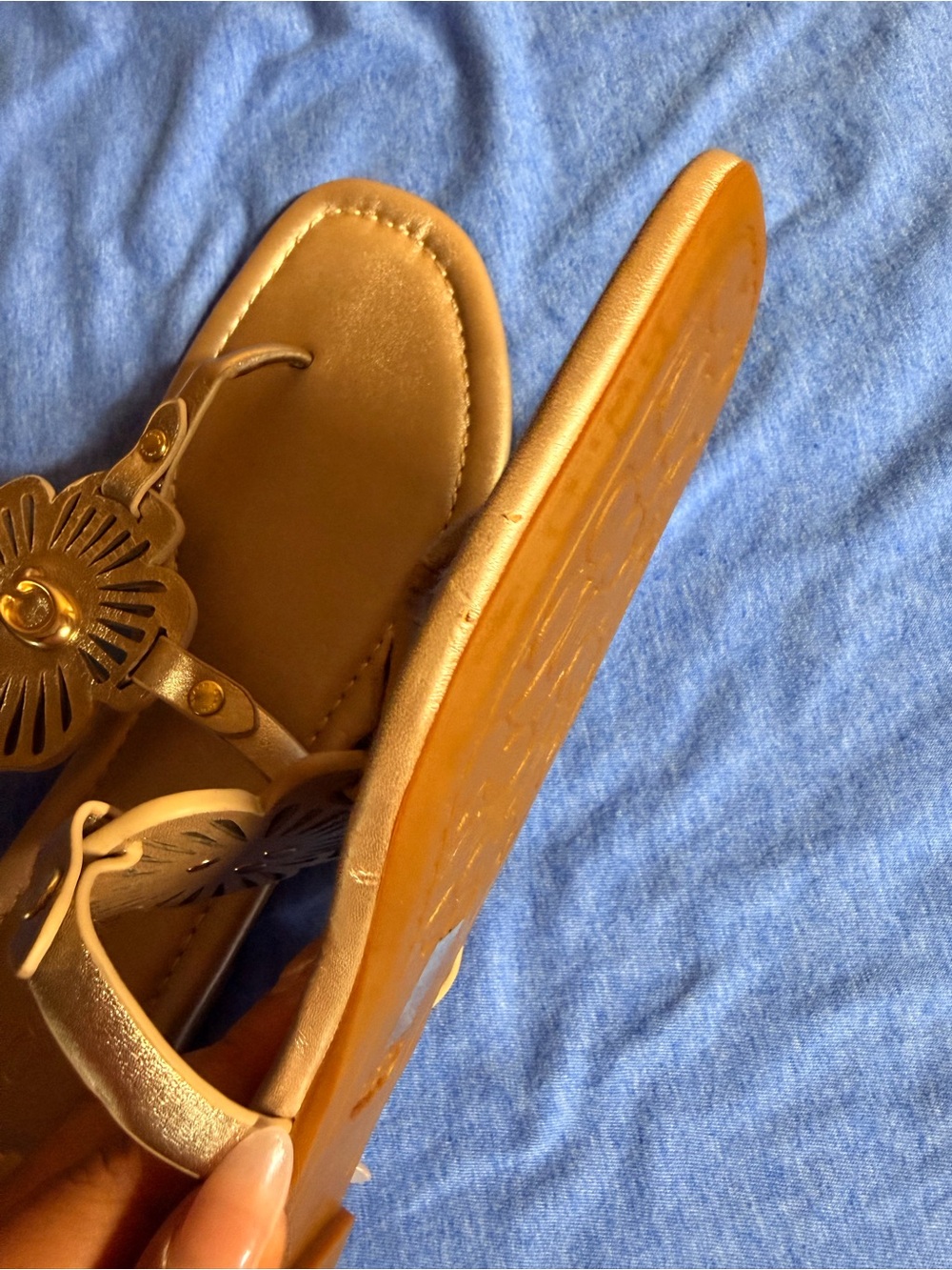 Coach Metallic Rose Gold Floral Logo Thong Sandals - Picture 8 of 8